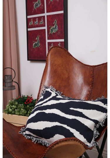 Peraluna Zebra Pıllow %100 Organik Pamuk Triko Yastık Kılıfı 60x40 Cm Lacivert - Lacivert