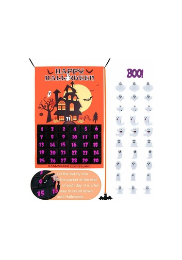 Cadılar Bayramı Advent Takvimi Çıkarılabilir Geri Sayım Takvimi Keçe  Takvimi Cadılar Bayramı Asılı