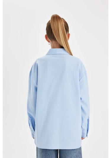 DeFacto Kız Çocuk Oversize Geniş Kalıp Poplin Uzun Kollu Basic Düz Okul Gömleği C7482A824AUBE37 DeFacto Kız Çocuk Oversize Geniş Kalıp Poplin Uzun Kollu Basic Düz Okul Gömleği C7482A824AUBE37