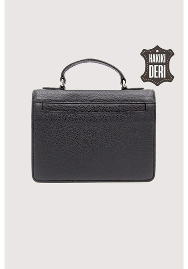 Hakiki Deri Kadın El Çantası Siyah Smr9022 Siyah