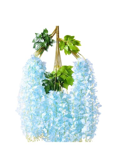 Suntek Düğün Için Yapay Wisteria Çiçekler Asma İpek Çiçek Mavi