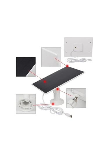 Besthome1 Dream011 2/3 Adet Beyaz Güneş Panelleri, Dış Mekan Kameralar & Fanlar İçin Şarj Power Bank Uyumlu Type C Usb