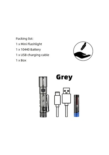 Brightnova Alonefire Yüksek Parlaklık Gray X82 El Feneri Usb Şarjlı Ayarlanabilir Işık 500 Lümen Kampçılık Seyahat Acil Durum Altın