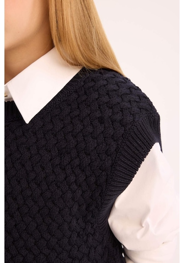 DeFacto Kız Çocuk Bisiklet Yaka Triko Süveter D9212A825SPNV251