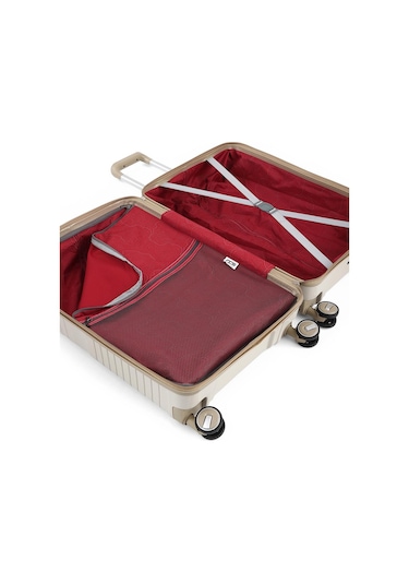 Ççs 5239 Polipropilen Büyük Boy Valiz Beyaz-bej Beyaz - Bej