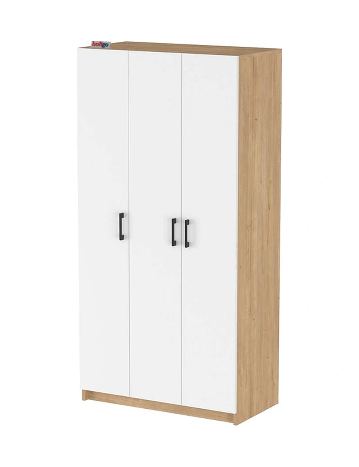 3 Kapaklı 8 Raflı Gardırop Elbise Dolabı 3 Kapaklı Gardırop Smyrna Safir Meşe Beyaz Safir Meşe