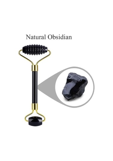 H Tipi Doğal Obsidyen Yüz Masajı Rulosu Gua Sha Kazıyıcı Seti Guaj Taşı Yüz Yeşim Rulo Masajı Guaj Kazıyıcı Yüz Masajı 2pupcı Çok Renkli