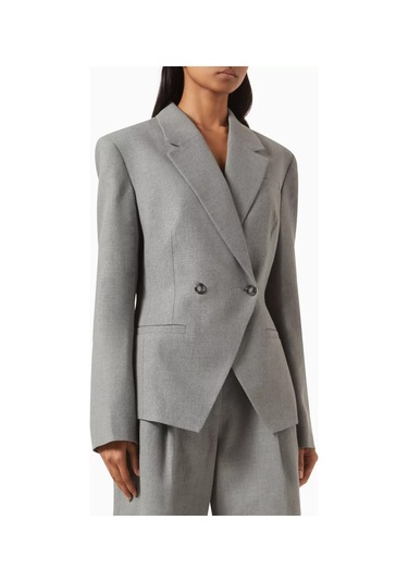 12storeez Linen - Blend Suit Blazer, Koyu, Bel Oturtmalı Ve Şık Ceket Gri