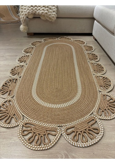 Matrix Jüt Kilim, Paspas, Mutfak Halısı, Banyo Paspası, Kilim, Halı, Oturma Odası Halısı Krem - Bej