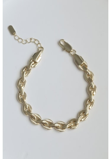 Demokan Kararmaz 14k Altın Renk Vip Seri İthal Basit Hallow Bileklik Altın