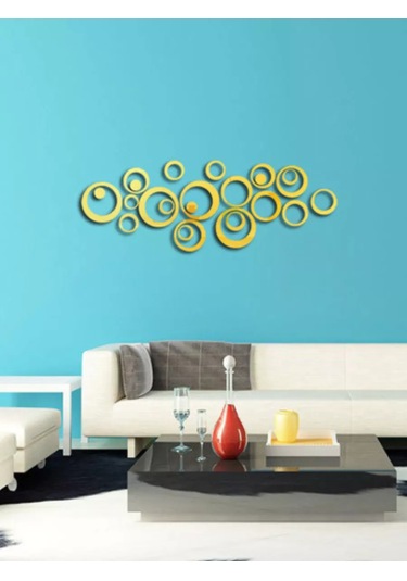 Anshery Aynalı Duvar Dekoratif Stickerları 206751724 Altın Rengi