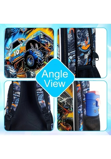 Maxaccess 16 Oen Car Hy 3 Adet Sırt Çantası Seti Erkek Çocuk Okul Sırt Çantası Ve Yemek Kutusu Siyah Yeşil 16 Oen Araba Hy