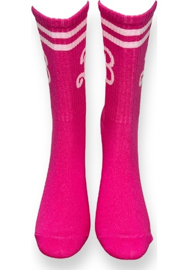 2'li Unısex Sevgililer Günü Özel Tasarım Pembe Ve Kırmızı Kalp Tasarımlı Esnek Nem Alabilen Pamuklu Spor Soket Çoraplar Çok Renkli