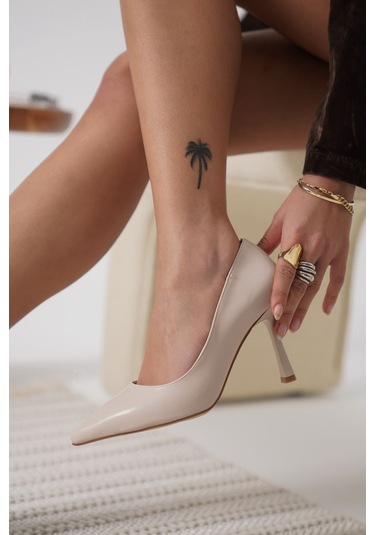 Zelena Kadın Mat Bej Stiletto Bej