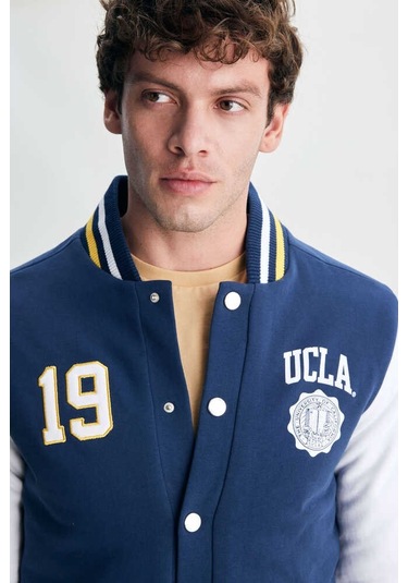 Upland Lacivert Çıtçıtlı Baskılı Standard Fit Erkek Mont Lacivert