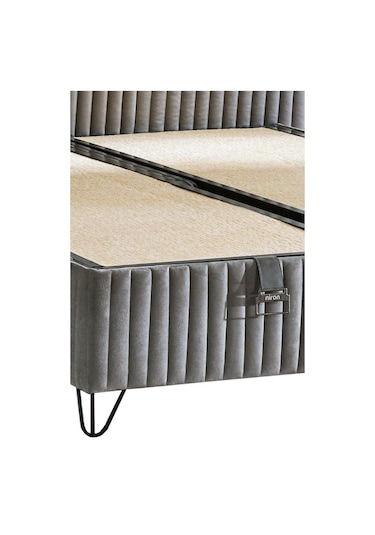 Line Visco Lüks Yatak Baza Ve Başlık Seti 200x200 Cm Çift Kişilik Yatak Baza Başlık Takımı Koyu Gri