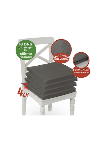 Xpermate 4'lü Sandalye Minderi Su İtici Kumaş 40 x 40 CM Antrasit