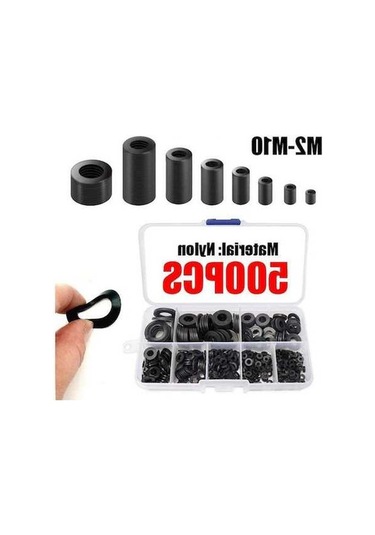 Pazly 500 Adet Naylon Yıkayıcı Düz Çeşit Seti 8 Boyutlu Güvenlik Plakaları M2-m10 Naylon Sızdırmazlık Pulları