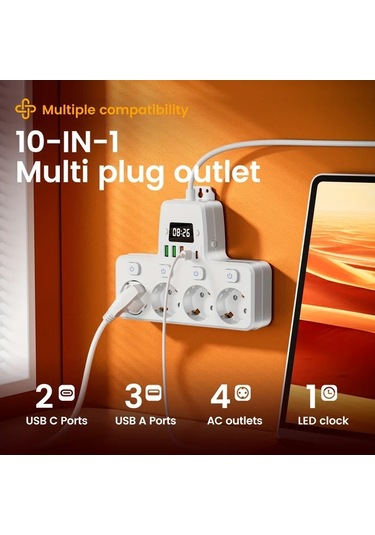 Honeybeeshop 1.5m 3m Uzatma Kablosu Asiri Yuk Korumali Coklu Anahtarlı Cikis 4 Ac Soket 3 Usb Port Siyah 10 Ft Ev Ofis Icin