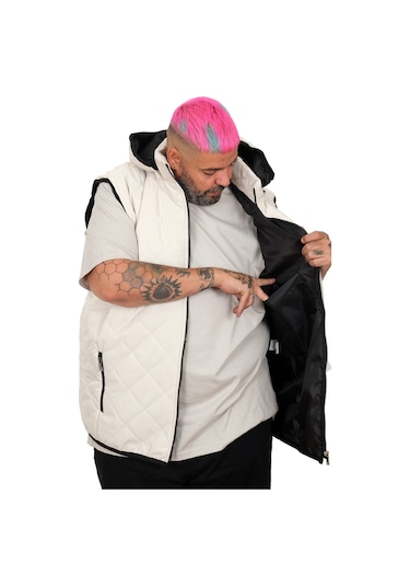 Mode Xl Battal Beden Erkek Kapitone Yelek 25709 Siyah