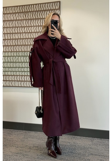 Bordo Kolları Cep Detaylı Premium Kaban - 408033 Bordo