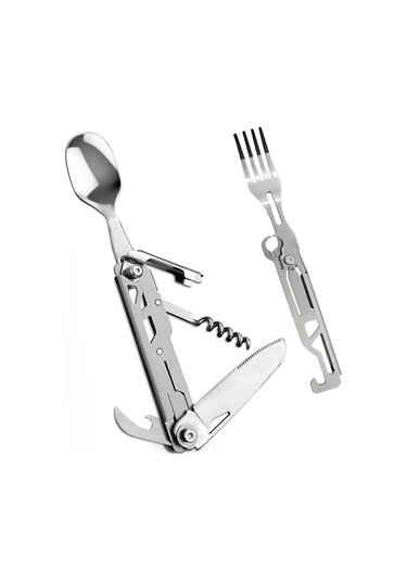 2ps. Kamp Aletleri Seti 5'i 1 Arada Çok İşlevli Katlanır Çatal Bıçak Takımı, Cep Aletleri Seti Taşınabilir Ayrılabilir Paslanmaz Çelik Diğer