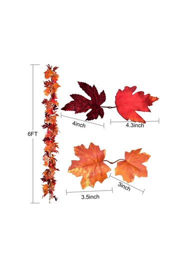 2'li Paket Sonbahar Akçaağaç Yaprağı Çelengi, 5,9 Feet/adet Asılı Çelenk Yapay Sonbahar Yaprağı Çelengi Şükran Günü Dekoru Ev Düğün Şömine Qd Kahverengi