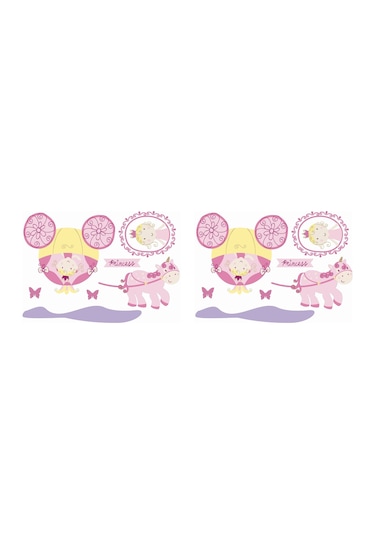 Duvar Süsü Sticker 2 Adet Prenses Desenli Pvc 70x50x0,5cm