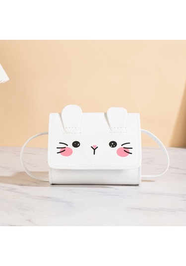 Sevimli Mini Omuz Askılı Bozuk Para Kadın Kız Çocuk Çantası Beyaz