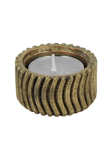 Mumluk Şamdan Tealight Mum Uyumlu Tekerlek Model - Altın Eskitme