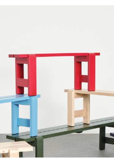 Ahşap Bank Kırmızı 110 Cm