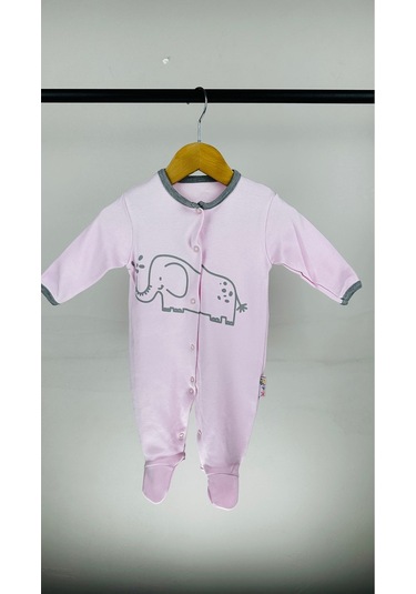 Sevımli Filli Çıtçıtlı Pamuklu Bebek Tulum 001