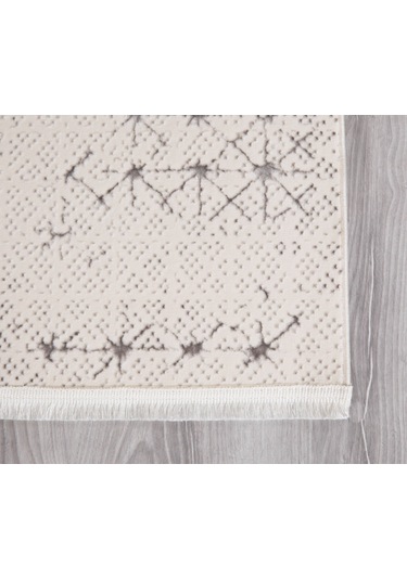 My Evilla Modern Dekoratif Star Seri Krem Gri Dokuma Halı