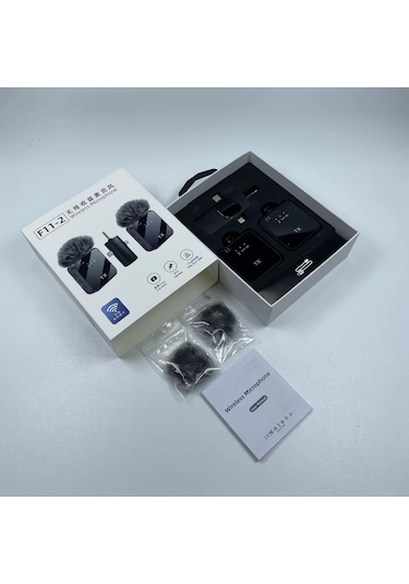 F11-2 Kablosuz Kaliteli Profesyonel Yaka Mikrofonu Tüylü