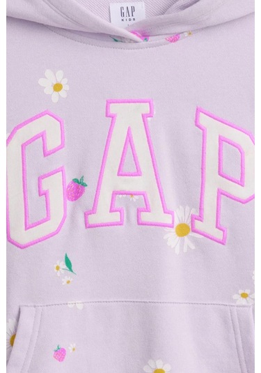 Gap Kız Çocuk Relaxed Logo Fransız Havlu Kumaş Mor Sweatshirt-13467 Mor