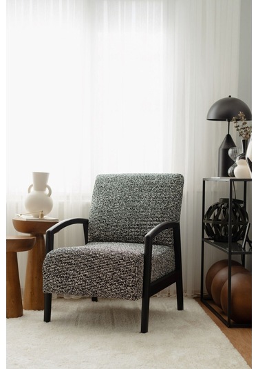 Luma Siyah Ahşap Berjer Çok Renkli