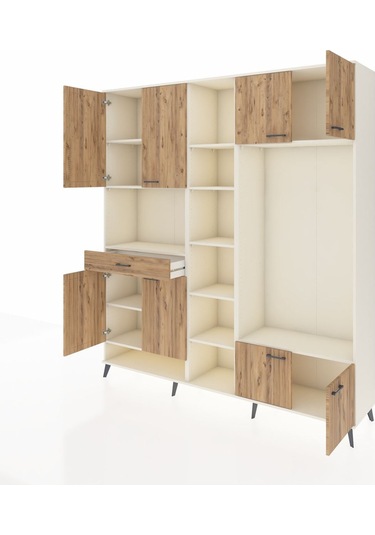 Hyperion Dolap 12 Raflı Tek Çekmeceli 8 Kapaklı 220x44x243 Aytaşı-çam/çam Atlas Çam/atlas Çam