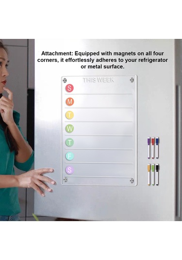 Ruicoo 20x30cm Şeffaf Akrilik Manyetik Tahta - Ofis/sınıf İçin Not Almak, Planlamak, Çizmek Sürekli Kullanılabilir, Kaliteli Malzeme