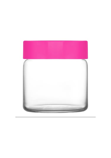 LAV Novo Cam Kavanoz 3'lü Orta Boy 635 ml Pembe Plastik Kapaklı (Erzak Saklama Kavanozu )