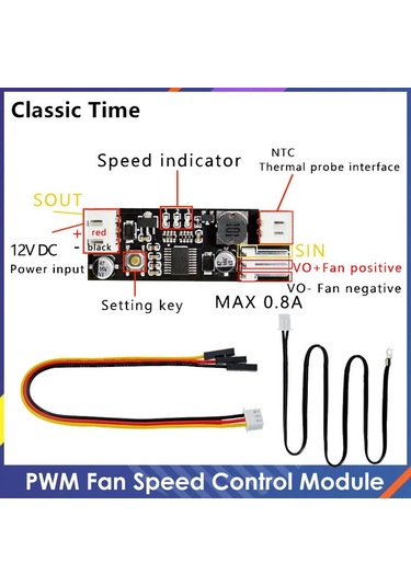 Dc 12v Pwm Hız Kontrol Cihazı Fan Hız Regülatörü 2-3 Kablolu Bilgisayar Sıcaklık Kontrol Anahtarı Pc Cpu Soğutucu Fan Alarmı Stk Ic