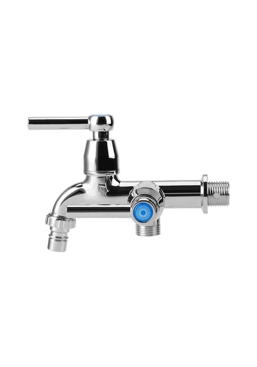 Bosphorusboutique02 Abs Çamaşır Makinesi Bataryası, Mutfak & Banyo Su Musluğu, Krom, Çift Çıkışlı, Düz Sap, G1/2 Bağlantılı Krom