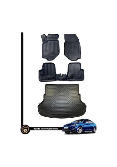 Hyundai Accent Blue 3d Havuzlu Paspas + Bagaj Havuzu İkili Set