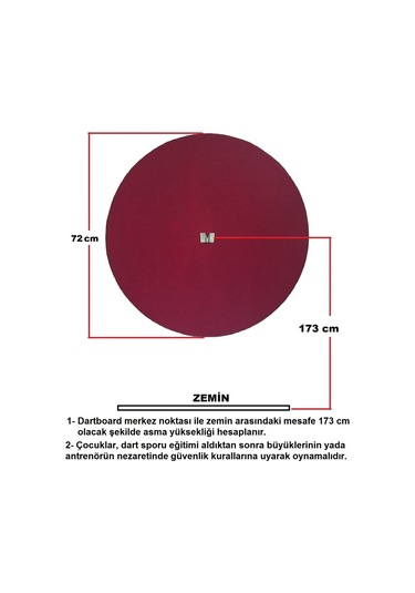 Dart Board Arkalığı Yuvarlak Model Lacivert 12 MM x 72 CM
