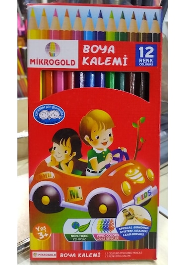 Mikro Gold 12 Renk Tam Boy Kuru Boya Kalemi