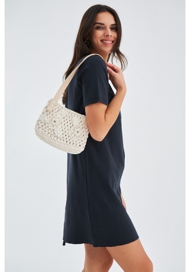 Peraluna Ince Yazlık Pamuklu Kadın Triko Elbise Antrasit Antrasit