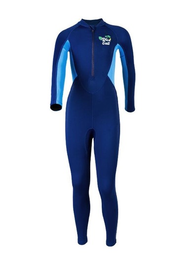 Dıve & Saıl Çocuk Açık Hava Güneş Kremi Hızlı Kuruyan Mayo Uzun Kollu Tek Parça Şnorkel Takım Elbise Mavi