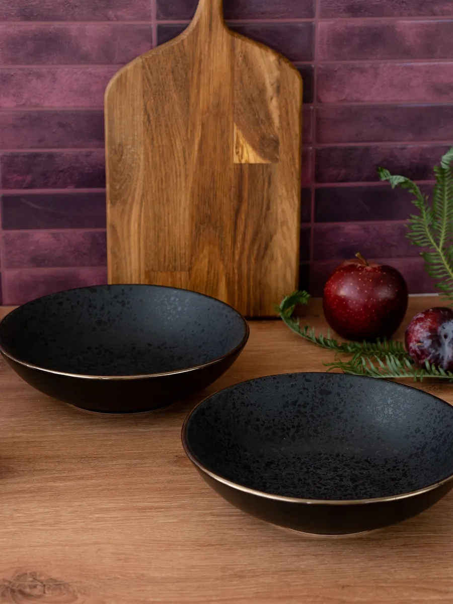 Korall Çorba Tabakları Seti 2 Adet 800 Ml Elite Black 32446488 Siyah