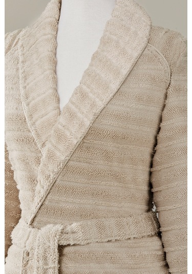 Sadem Organik Linden Şal Yaka Bornoz Bej