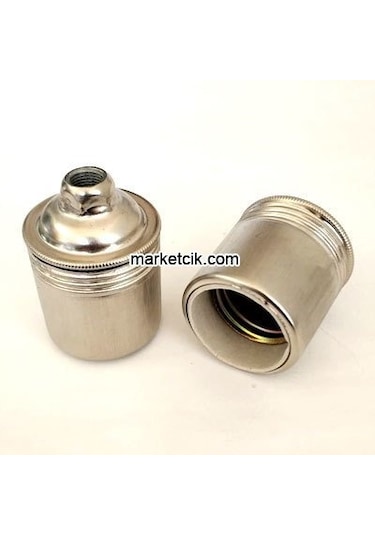 Marketcik Düz Krom Metal E27 Duy Dekoratif Standart Avize Duylar
