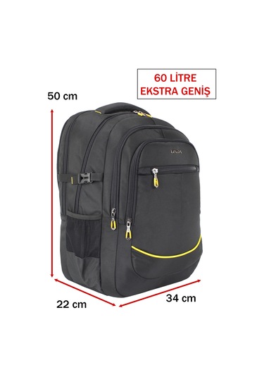 Dada 09 17,3 inç Siyah Laptop Sırt Çantası 60 Litre Usb Typc-E Aparat Darbe Emici Koruma